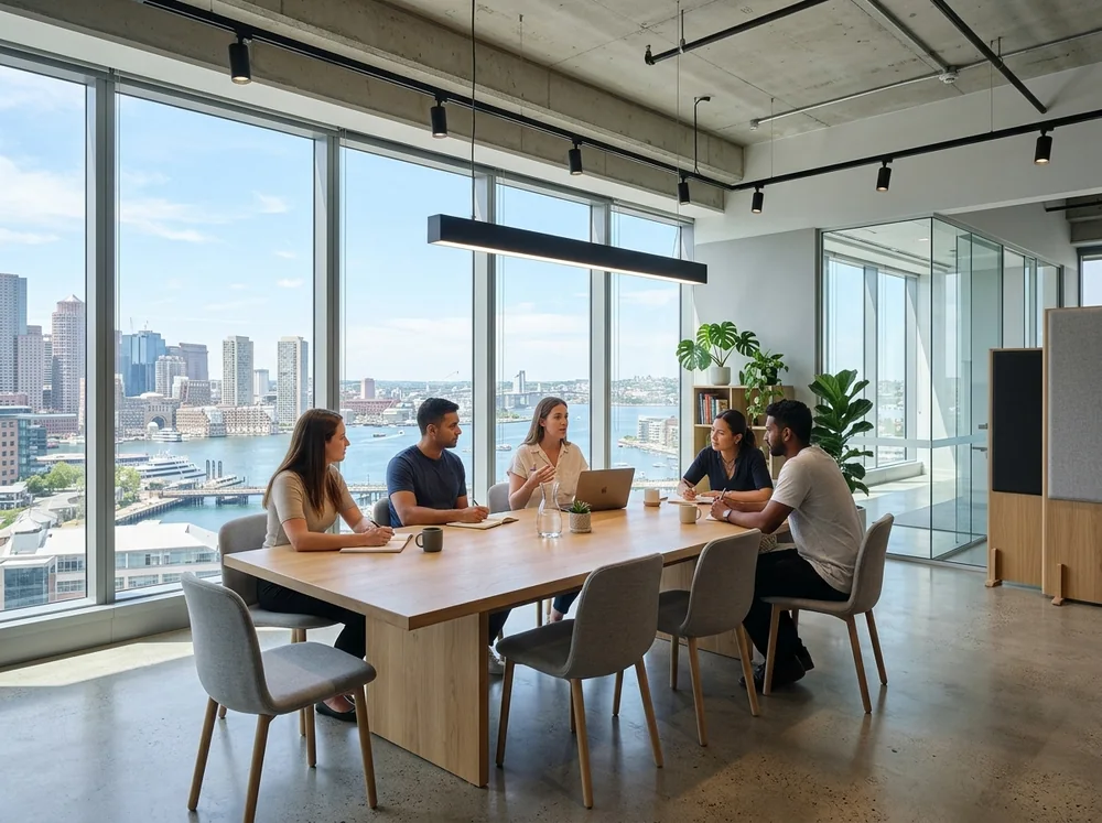 International business office with clean architectural lines
